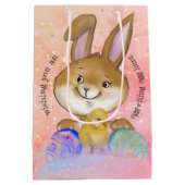 卵を引用した卵の狩りキッズピンク ミディアムペーパーバッグ (裏面)