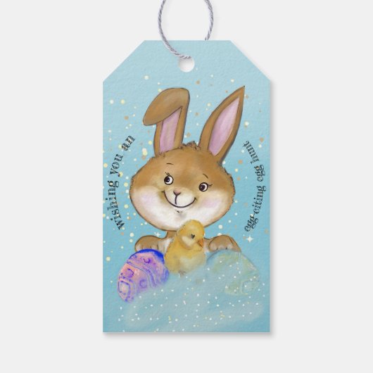 卵を引用する卵の狩りキッズブルー ギフトタグ (裏面)