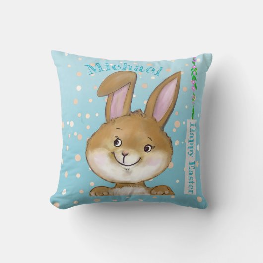 卵を引用する卵狩りキッズブルー装飾用クッション クッション (正面)