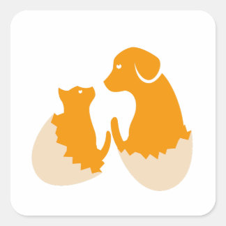 卵を抱えている犬 スクエアシール