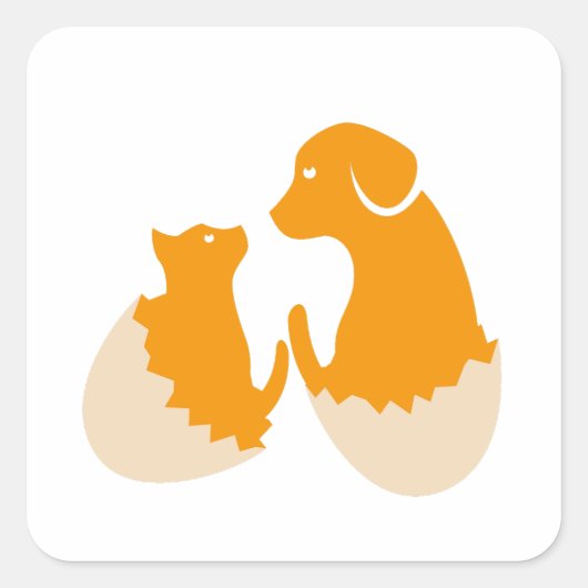 卵を抱えている犬 スクエアシール (正面)