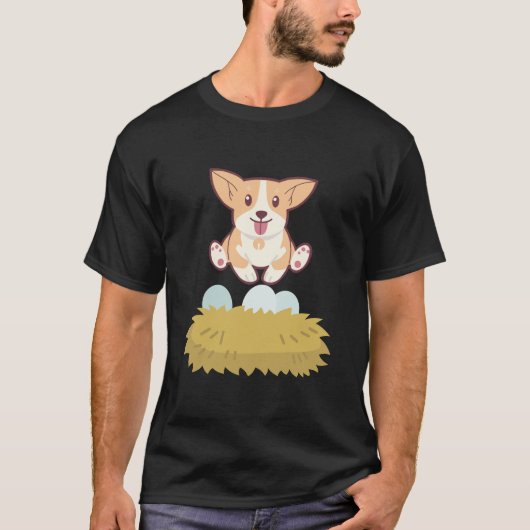 卵を抱えている犬 Tシャツ (正面)