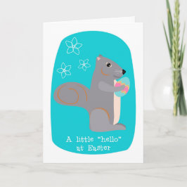 卵を持つイースターこんにちはかわいい灰色のリス シーズンカード