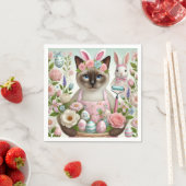 卵を持つイースターキャット スタンダードカクテルナプキン (インサイチュ)