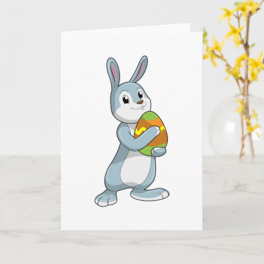 卵を持つウサギ カード (黄色い花)