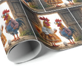 卵を持つコミカルな鶏 ラッピングペーパー (ロールコーナー)