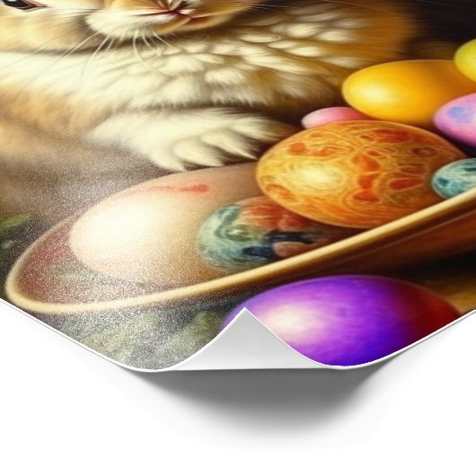 卵を持つバロック様式の茶色のイースターバニー フォトプリント            (角)