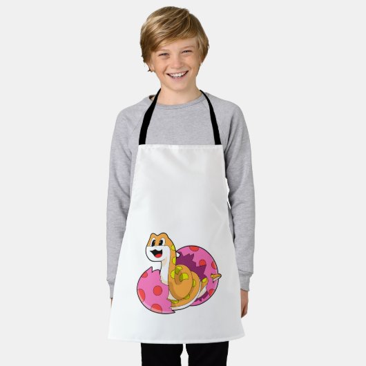 卵を持つヘビ エプロン (着用した状態)