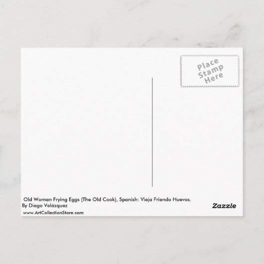 卵を揚げるおばあさん(古い調理師) ポストカード (裏面)