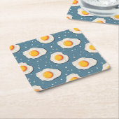 卵を青で揚げる スクエアペーパーコースター (アングル)