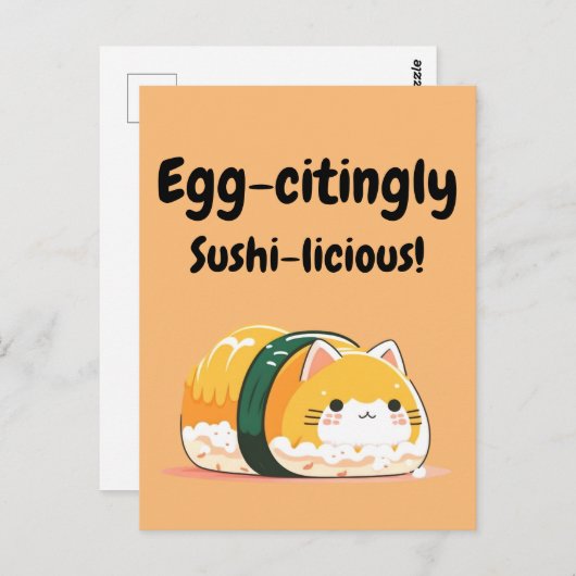 卵を食いながらゆいすし – たまご寿司猫 ポストカード (正面/裏面)