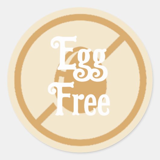 卵アレルギー卵フリー警告のラベル食品料理 ラウンドシール (正面)