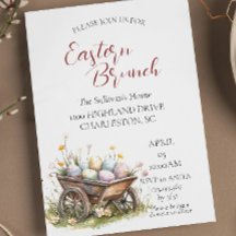 卵イースターブランチ付き木製トロリー