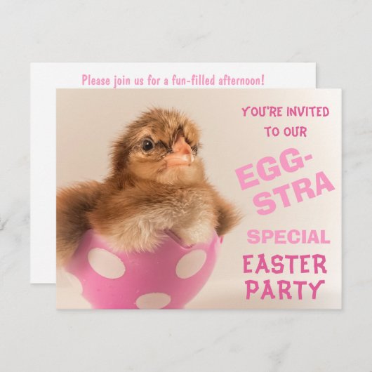 卵エグストラのシック特別なイースターパーティー 招待状 (正面/裏面)
