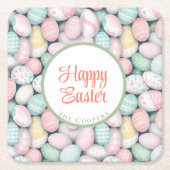 卵エレガントとカスタム姓 スクエアペーパーコースター (正面)