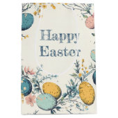 卵エレガントフローラハッピーイースター ミディアムペーパーバッグ (正面)