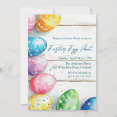 卵オン木製フロアイースターエッグ狩り 招待状 (正面)