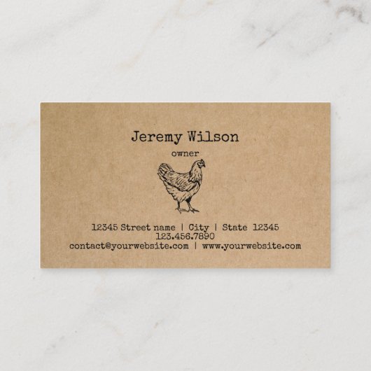 卵オーガニック農場ファームハウスチ素朴キン 名刺 (裏面)