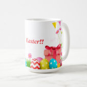 卵カラフルとギフト付きイースターバニー コーヒーマグカップ (正面右)