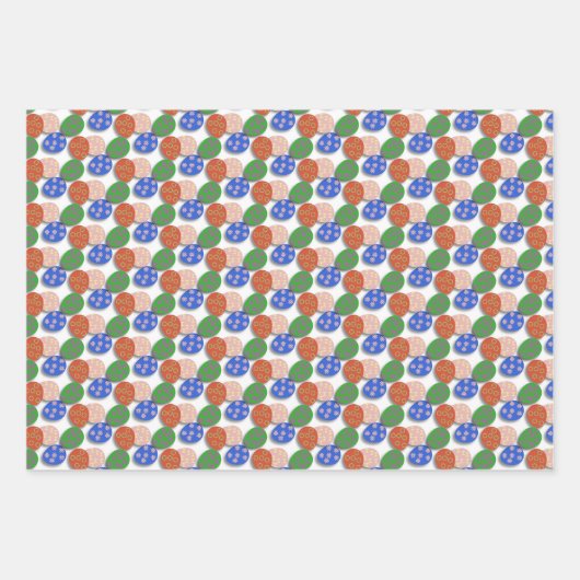 卵カラフルパターン(の模様が)ある ラッピングペーパーシート (正面)