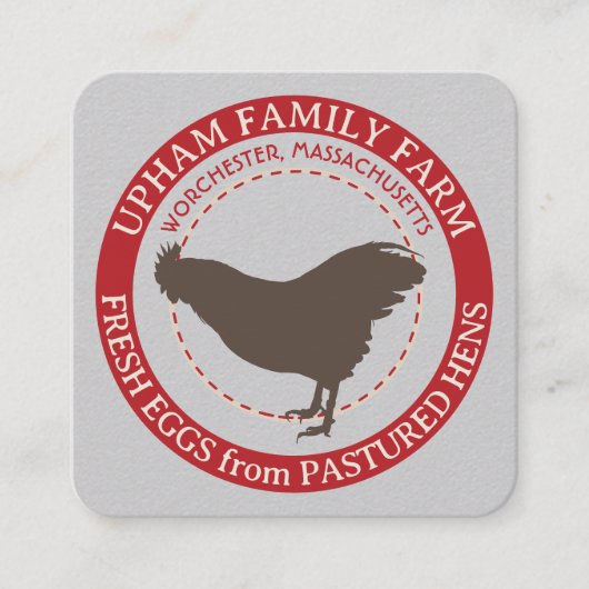 卵カートンのフレッシュエッグ灰色の名刺 スクエア名刺 (正面)