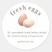 卵カートンのラベル洗った未洗浄冷蔵品情報 ラウンドシール (正面)