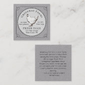 卵カートングレーファーム新鮮な卵とヴィンテージヘン スクエア名刺 (正面/裏面)