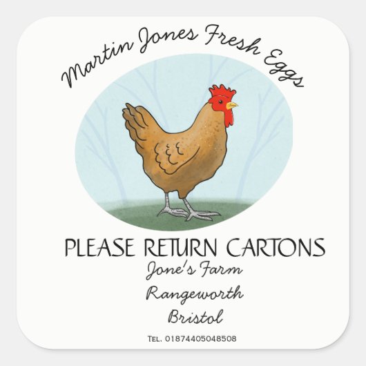 卵カートンラベルカスタマイズヘーズ卵箱フリー範囲 スクエアシール (正面)