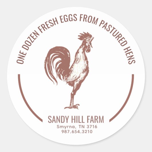 卵カートンラベルファーム名スローガンレッドロースタークロウ ラウンドシール (正面)