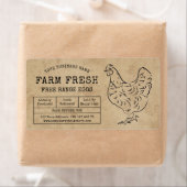 卵カートンラベル素朴ファームチキンイラストレーション ラベル (インサイチュ)