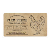 卵カートンラベル素朴ファームチキンイラストレーション ラベル (正面)