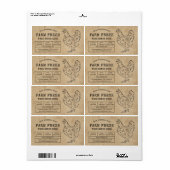 卵カートンラベル素朴ファームチキンイラストレーション ラベル (フルシート)