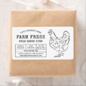 卵カートンラベル素朴ファームチキンイラストレーション ラベル (インサイチュ)
