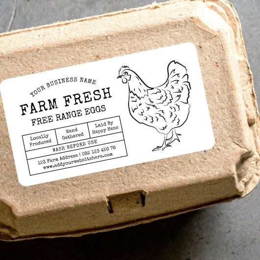 卵カートンラベル素朴ファームチキンイラストレーション ラベル