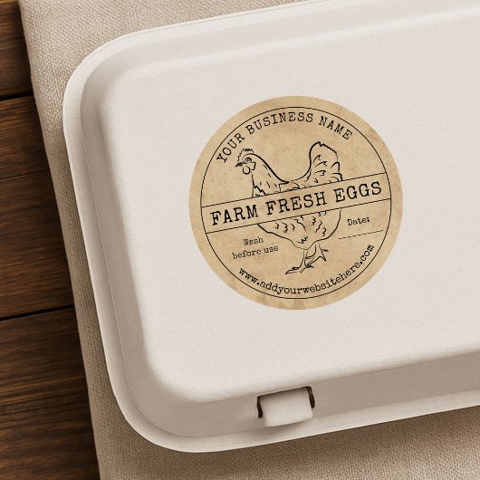 卵カートンラベル素朴ヴィンテージファーム生卵 ラウンドシール