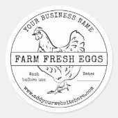 卵カートンラベル素朴ヴィンテージファーム生卵 ラウンドシール (正面)
