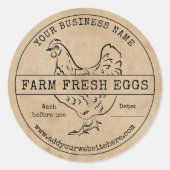 卵カートンラベル素朴ヴィンテージファーム生卵 ラウンドシール (正面)