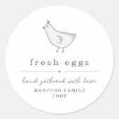 卵カートンラベル – ファームまたはCoop用にパーソナライズ ラウンドシール (正面)