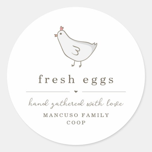 卵カートンラベル – ファームまたはCoop用にパーソナライズ ラウンドシール (正面)