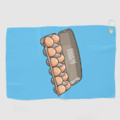 卵カートン漫画イラストレーション ゴルフタオル (横)