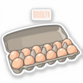 卵カートン漫画イラストレーション シール (正面)