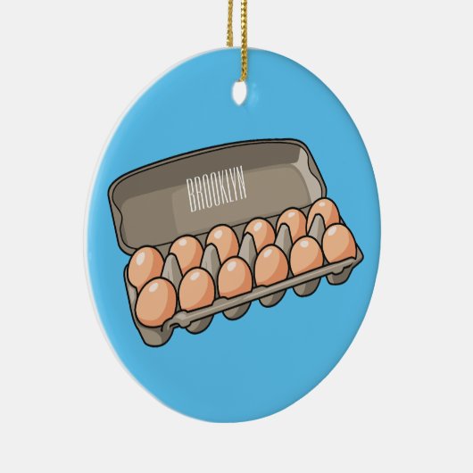 卵カートン漫画イラストレーション セラミックオーナメント (右)