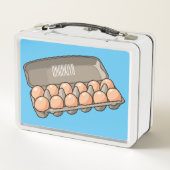 卵カートン漫画イラストレーション メタルランチボックス (裏面)