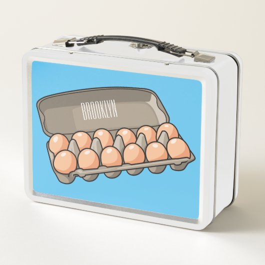 卵カートン漫画イラストレーション メタルランチボックス (裏面)