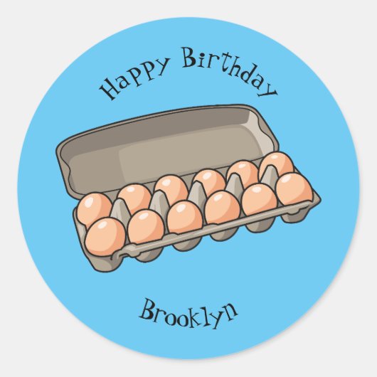 卵カートン漫画イラストレーション ラウンドシール (正面)