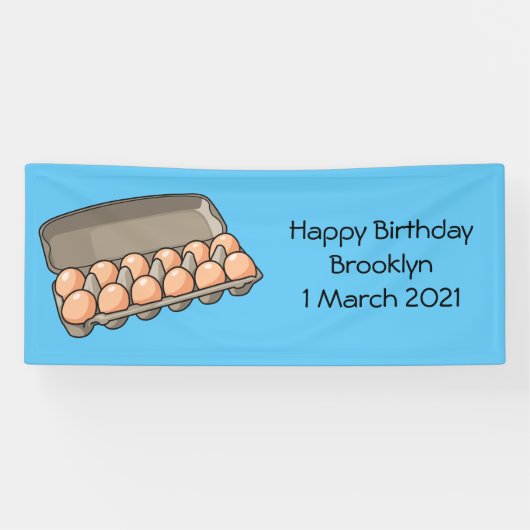 卵カートン漫画イラストレーション 横断幕 (横)