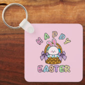 卵キーチェーン付きキュートなイースターバニーバスケット キーホルダー (正面)