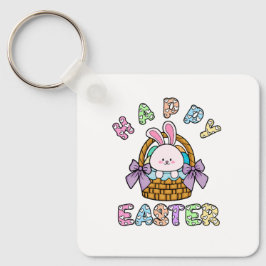 卵キーチェーン付きキュートなイースターバニーバスケット キーホルダー