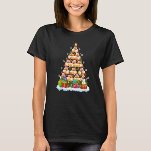 卵クリスマスホリデーサンタエッグクリスマスツリー Tシャツ (正面)