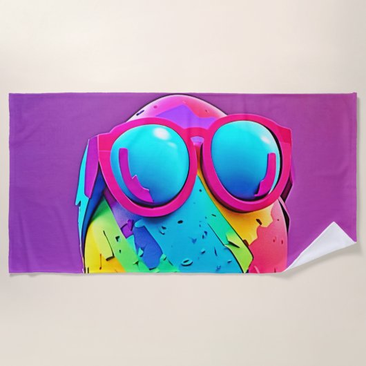 卵クールカラフル ビーチタオル (正面)